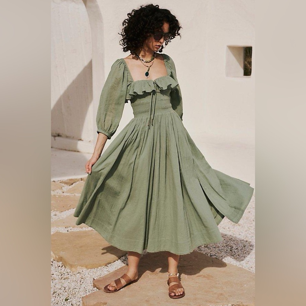 Free People Green Midi Dress